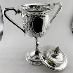 Large Impressive Victorian Silver Plated Lidded Trophy Cup