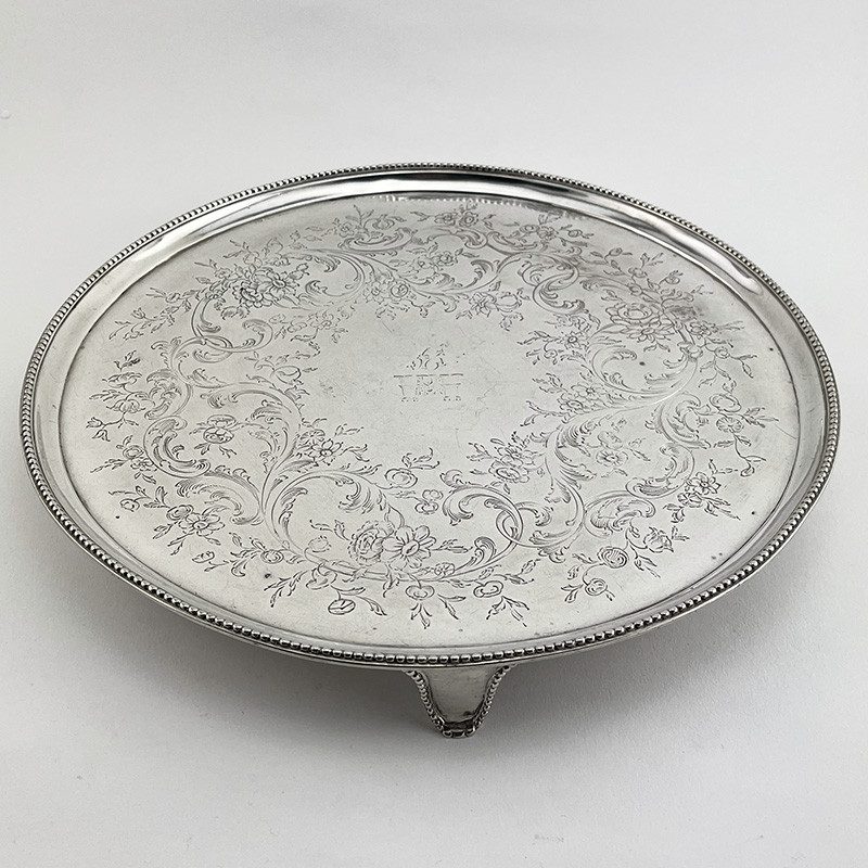 George III Sterling Silver Salver with Raised Beaded Border (1782)