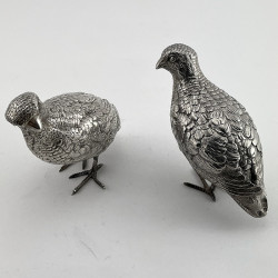 Superb Pair of Quality Sterling Silver Standing Grouse