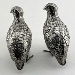 Superb Pair of Quality Sterling Silver Standing Grouse
