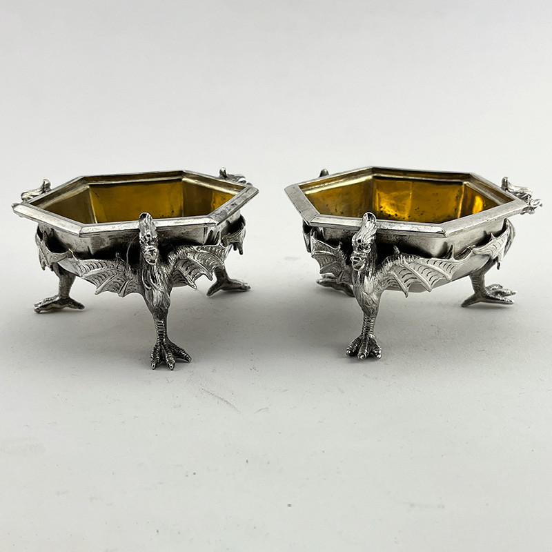 Unusual Pair of Victorian Silver Plated Salts (c.1895)