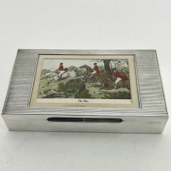 Unusual Sterling Silver Cigar or Cigarette Box with Hunting Scene