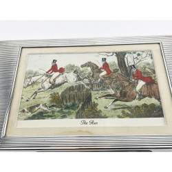 Unusual Sterling Silver Cigar or Cigarette Box with Hunting Scene