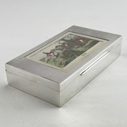 Unusual Sterling Silver Cigar or Cigarette Box with Hunting Scene