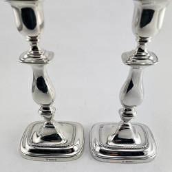 Good Quality Pair of Georgian Style Sterling Silver Candlesticks