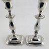 Good Quality Pair of Georgian Style Sterling Silver Candlesticks