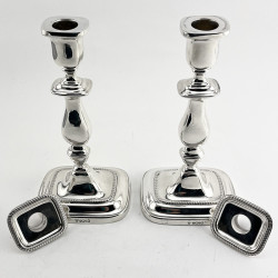 Good Quality Pair of Georgian Style Sterling Silver Candlesticks