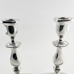 Good Quality Pair of Georgian Style Sterling Silver Candlesticks
