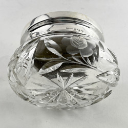 Beautiful Green Guilloche Enamel and Silver Dressing Table Jar