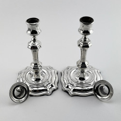Pair of Georgian Style Edwardian Sterling Silver Candlesticks