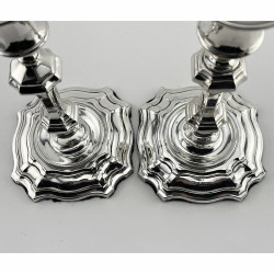 Pair of Georgian Style Edwardian Sterling Silver Candlesticks