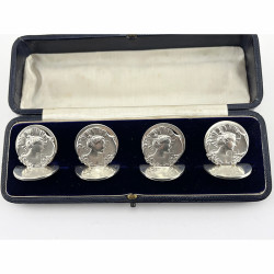 Unusual Edwardian Boxed Set of Sterling Silver Menu Holders