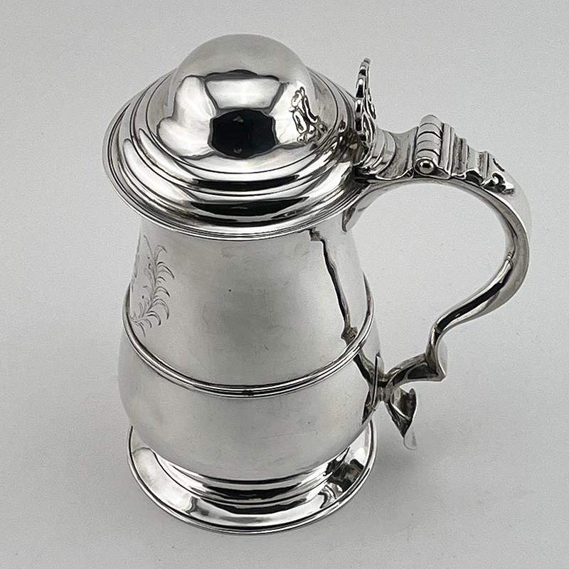 Fine Quality George III Sterling Silver Lidded Tankard (1779)