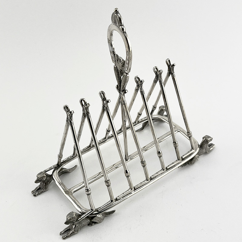 Rare and Unusual Victorian Hunting Themed Silver Plated Toast Rack