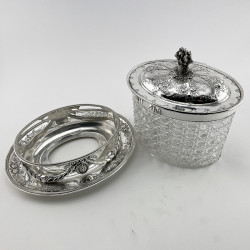 Quality Large Victorian Cut Glass and Silver Plated Biscuit Barrel