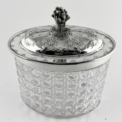 Quality Large Victorian Cut Glass and Silver Plated Biscuit Barrel
