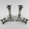 Pair of Sterling Silver Candlesticks Corinthian Column Style