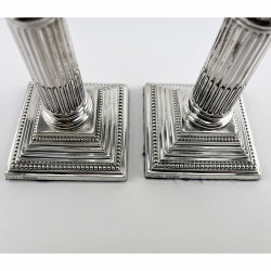 Pair of Sterling Silver Candlesticks Corinthian Column Style