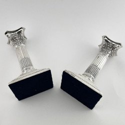 Pair of Sterling Silver Candlesticks Corinthian Column Style