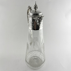 Beautiful Victorian Engraved Silver Plated Claret Jug Engraved with Monkys and Palm Trees