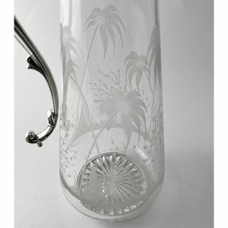 Beautiful Victorian Engraved Silver Plated Claret Jug Engraved with Monkys and Palm Trees