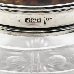 Large Decorative Edwardian Sterling Silver and Tortoiseshell Dressing Table Jar
