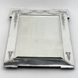 Decorative and Unusual Shaped Sterling Silver Standing Mirror