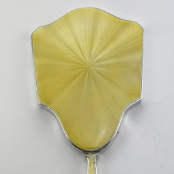 Beautiful Yellow Guilloche Enamel and Sterling Silver Hand Mirror