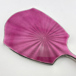 Sterling Silver Pink Guilloche Enamel Hand Mirror