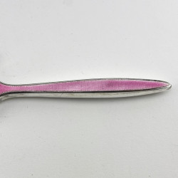 Sterling Silver Pink Guilloche Enamel Hand Mirror