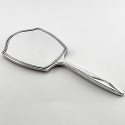 Sterling Silver Pink Guilloche Enamel Hand Mirror