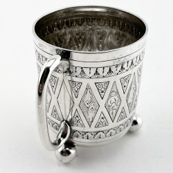 Victorian Sterling Silver Christening Mug Embossed with the Signs of the Zodiac