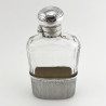 Attractive Sterling Silver and Cut Glass Edwardian Hip Flask