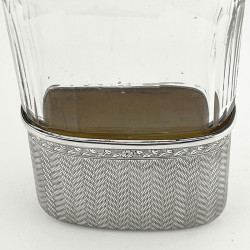 Attractive Sterling Silver and Cut Glass Edwardian Hip Flask