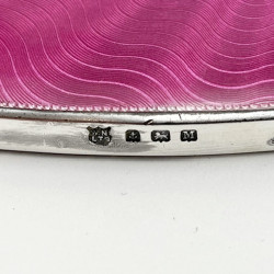 Sterling Silver Pink Guilloche Enamel Hand Mirror