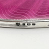 Sterling Silver Pink Guilloche Enamel Hand Mirror