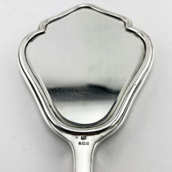 Dusty Pink Guilloche Enamel and Silver Hand Mirror