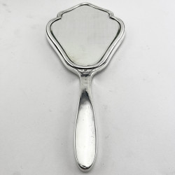 Dusty Pink Guilloche Enamel and Silver Hand Mirror