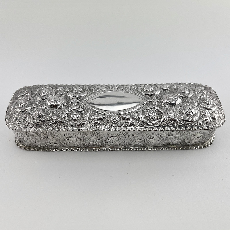 Very Decorative Victorian Sterling Silver Jewellery or Trinket Box