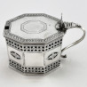 Unusual Georgian Sterling Silver Octagonal Mustard Pot (1789)