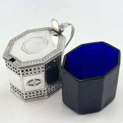 Unusual Georgian Sterling Silver Octagonal Mustard Pot