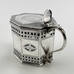 Unusual Georgian Sterling Silver Octagonal Mustard Pot