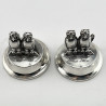 Pair of Figural Sterling Silver Owl Menu Holders