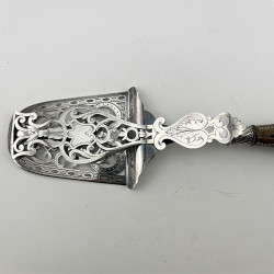 Victorian Silver Plated Asparagus Servers with Doulton Lambeth Stoneware Handle