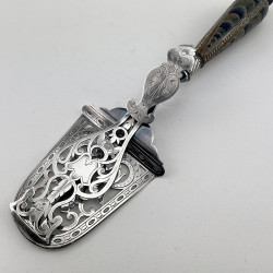 Victorian Silver Plated Asparagus Servers with Doulton Lambeth Stoneware Handle