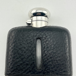 Smart Edwardian Sterling Silver and Leather Hip Flask