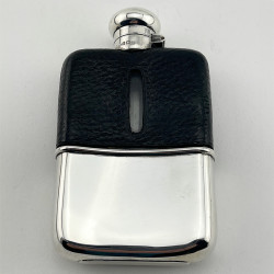 Smart Edwardian Sterling Silver and Leather Hip Flask