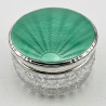 Large Green Guilloche Enamel Dressing Table Jar (1932)