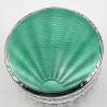 Large Green Guilloche Enamel Dressing Table Jar