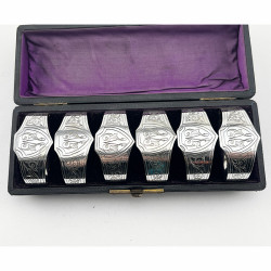 Unusual Late Victorian Boxed Silver Plated Napkin Rings